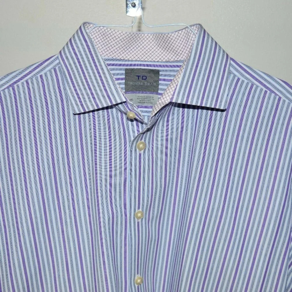 Thomas Dean Blue Purple Gray Stripe Long Sleeve